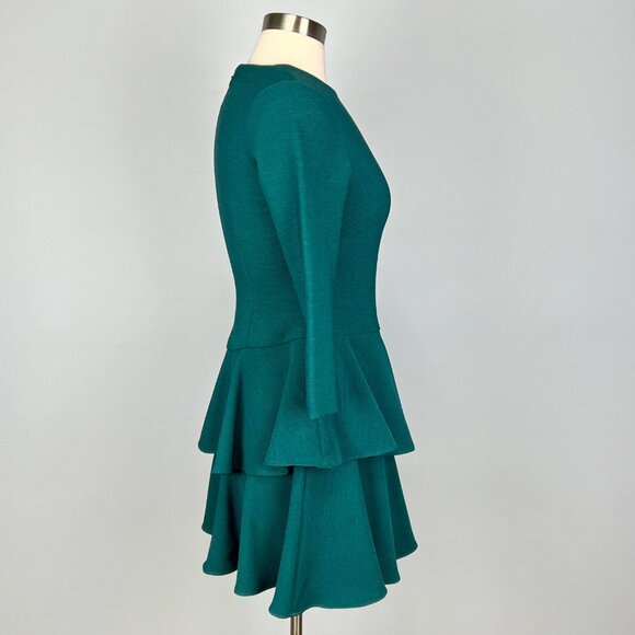 Eliza J Womens Petite Emerald Green Tiered Ruffle Knit Dress 3/4 Sleeve size 4P - Picture 6 of 12